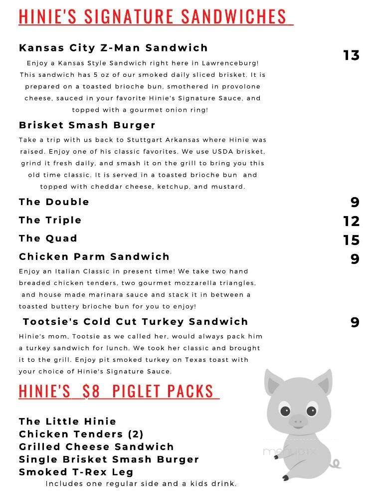 Hinie's BBQ - Lawrenceburg, TN menu_pic