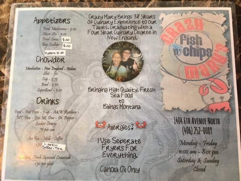 Crazy Mary's Fish & Chips - Billings, MT menu_pic