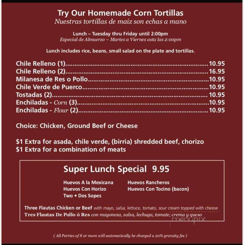 La Villa De Jerez Restaurant - Hollister, CA menu_pic