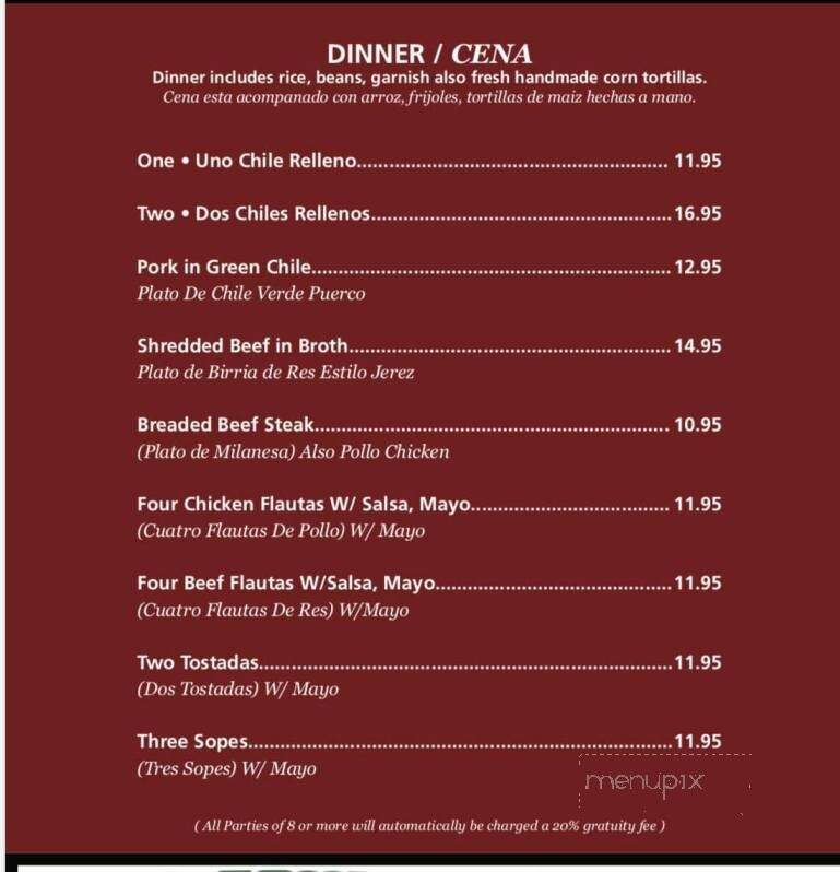 La Villa De Jerez Restaurant - Hollister, CA menu_pic