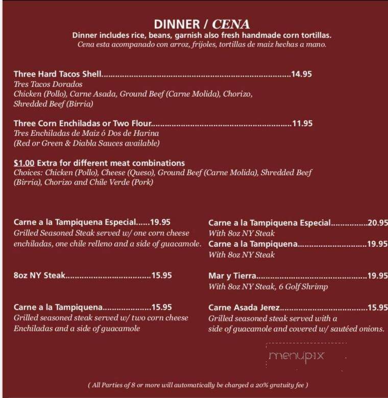 La Villa De Jerez Restaurant - Hollister, CA menu_pic
