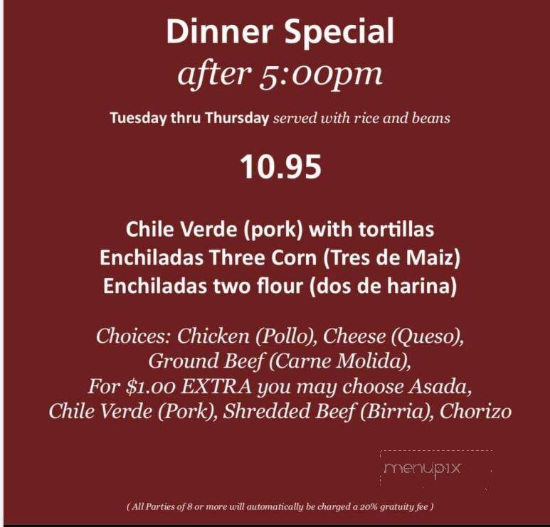 La Villa De Jerez Restaurant - Hollister, CA menu_pic