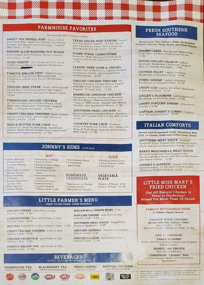 Johnny's Farmhouse Restaurant - Winston-Salem, NC menu_pic