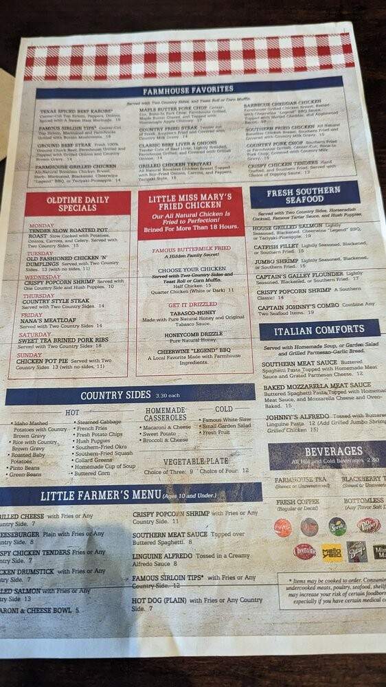 Johnny's Farmhouse Restaurant - Winston-Salem, NC menu_pic