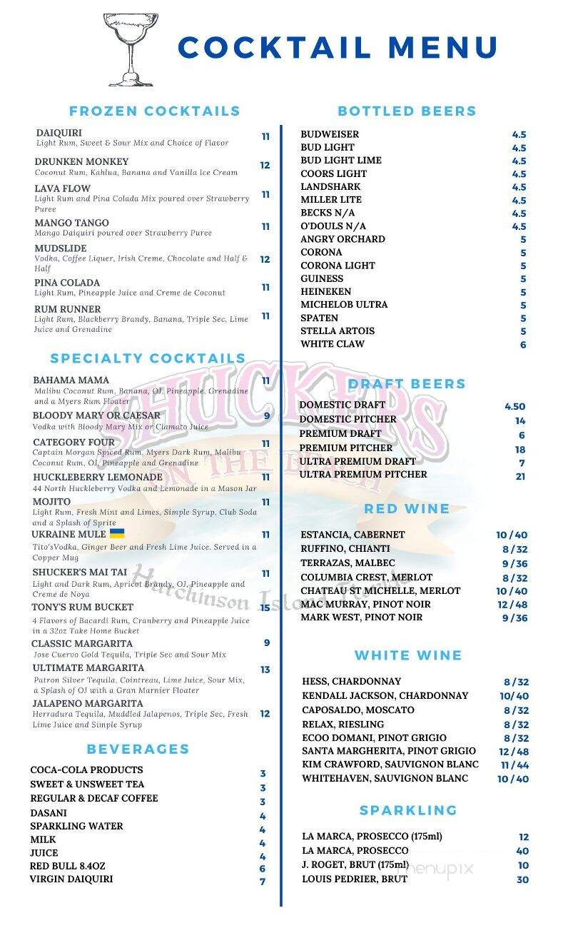 Shuckers on the Beach - Jensen Beach, FL menu_pic