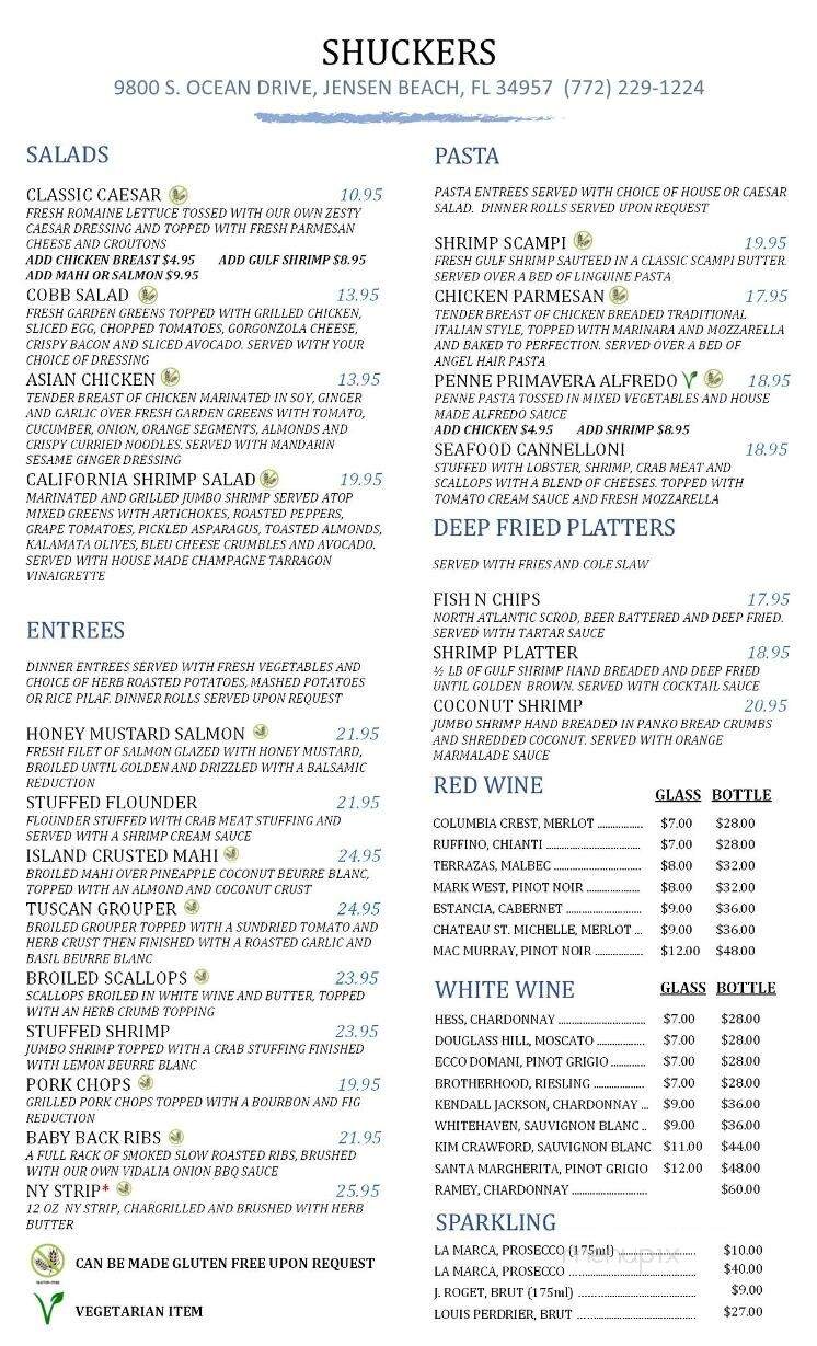 Shuckers on the Beach - Jensen Beach, FL menu_pic