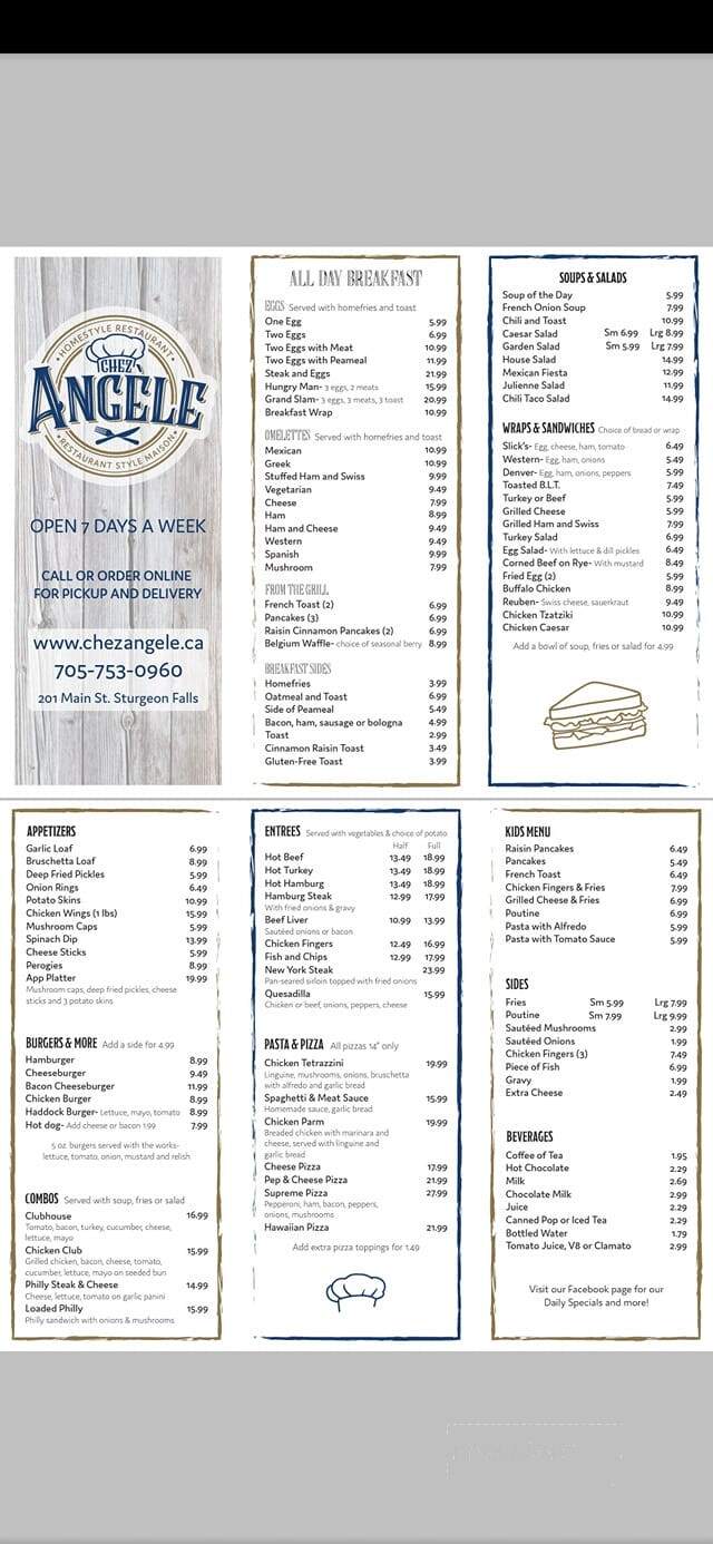 Chez Angele - Sturgeon Falls, ON menu_pic