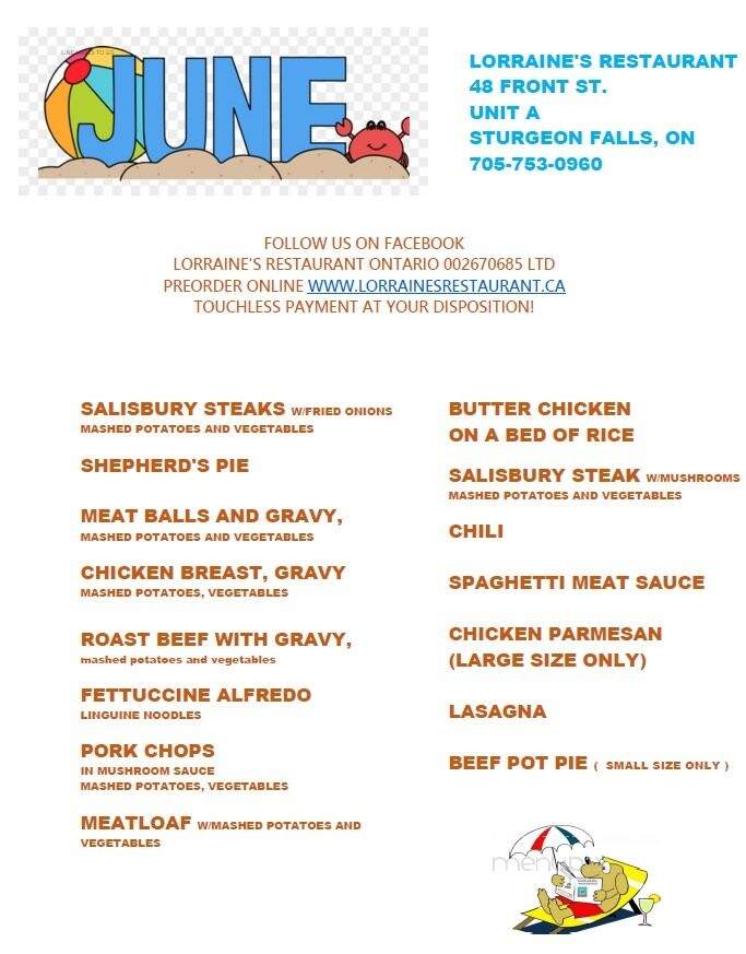 Chez Angele - Sturgeon Falls, ON menu_pic