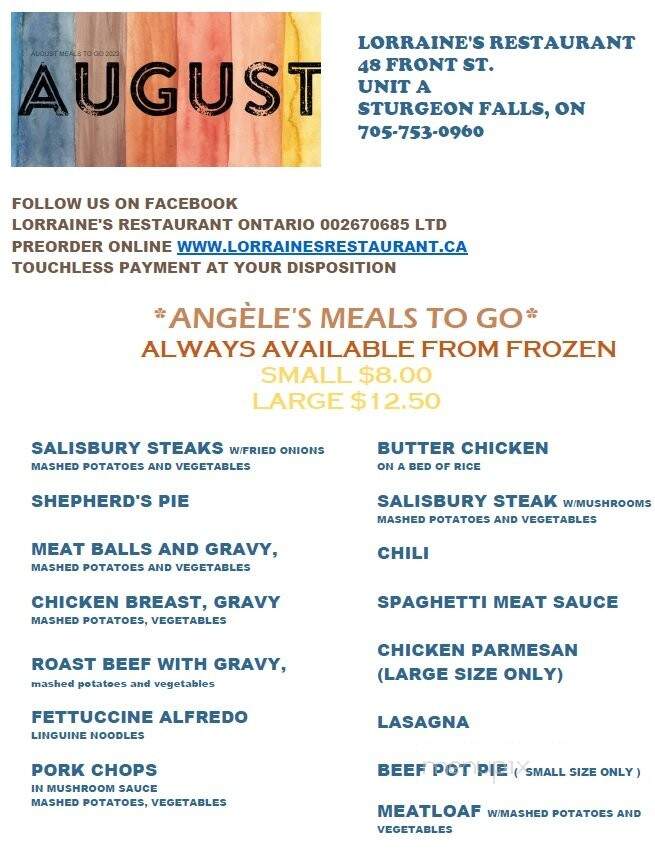 Chez Angele - Sturgeon Falls, ON menu_pic