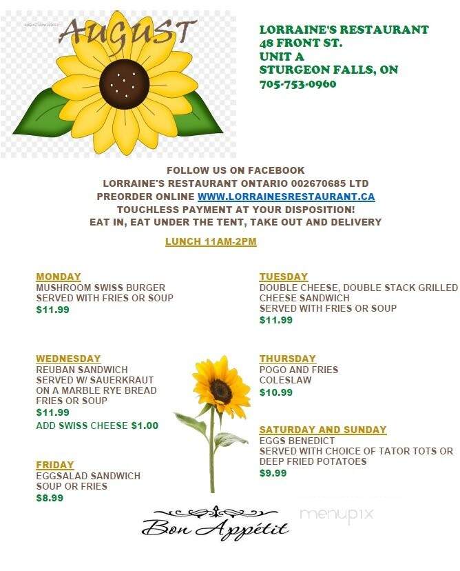 Chez Angele - Sturgeon Falls, ON menu_pic