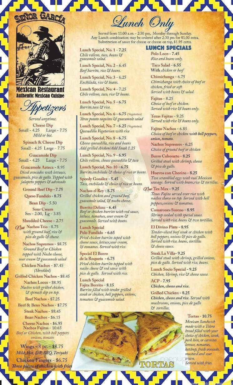 Senor Garcia - Clinton, SC menu_pic