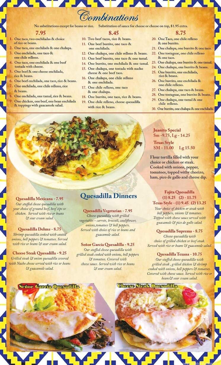 Senor Garcia - Clinton, SC menu_pic
