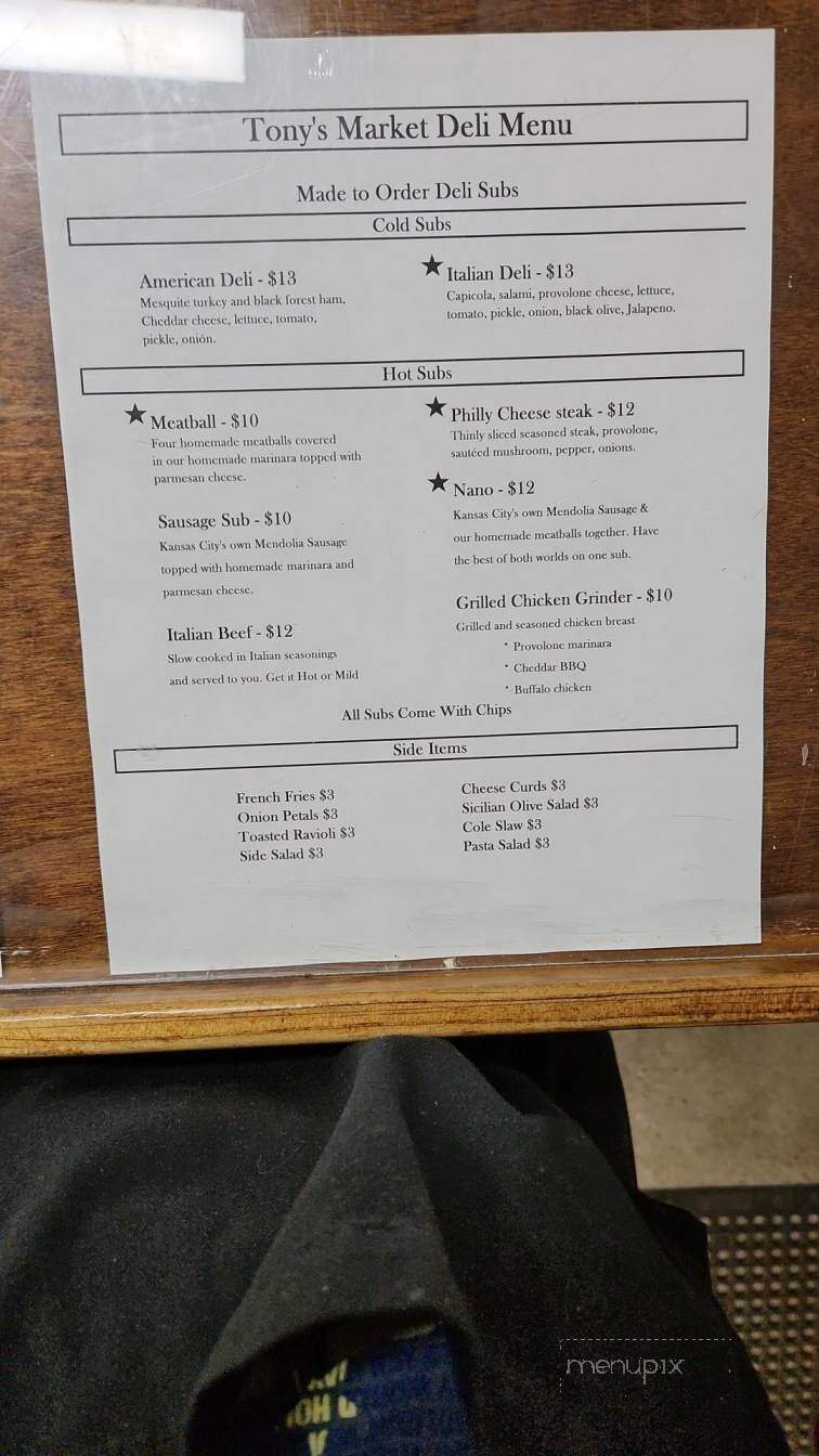Tony's Market Italian Deli - Warrensburg, MO menu_pic