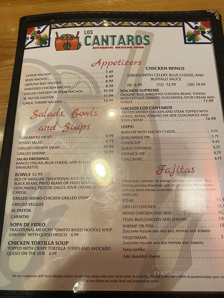 Los Cantaros - Hampton, NH menu_pic