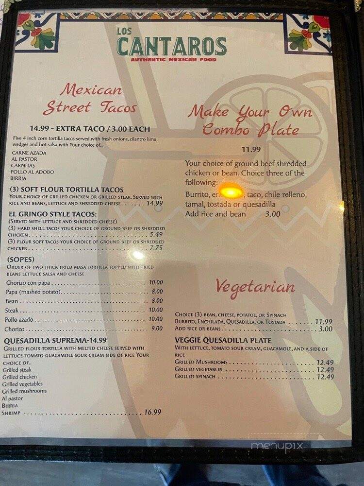 Los Cantaros - Hampton, NH menu_pic