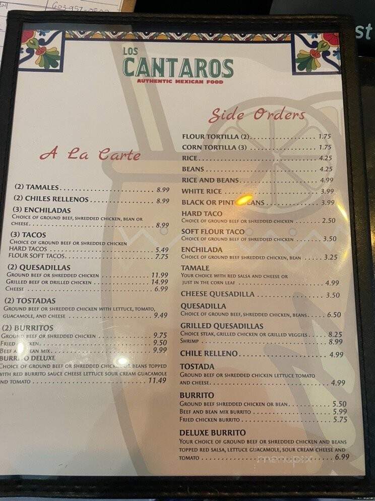 Los Cantaros - Hampton, NH menu_pic