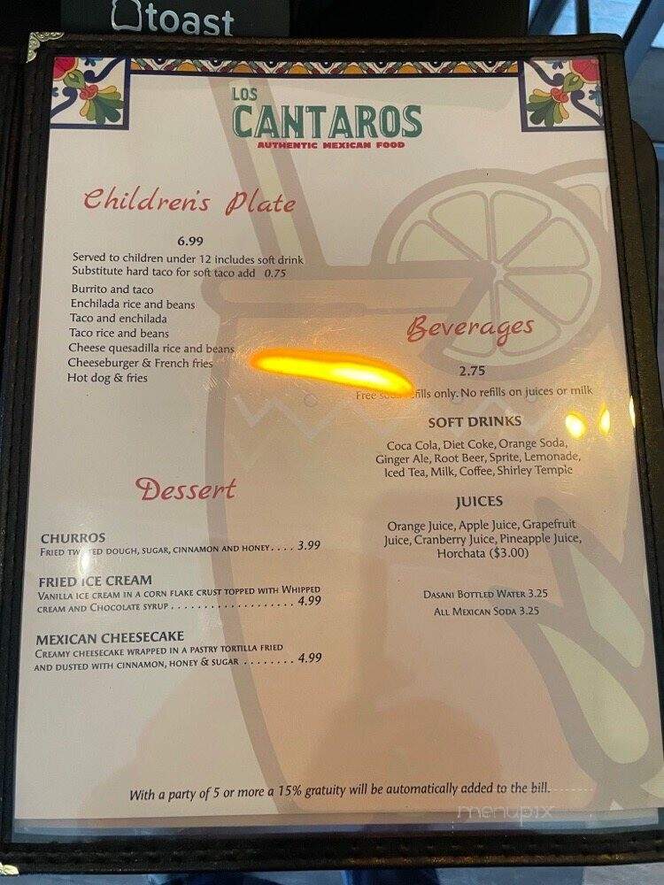 Los Cantaros - Hampton, NH menu_pic