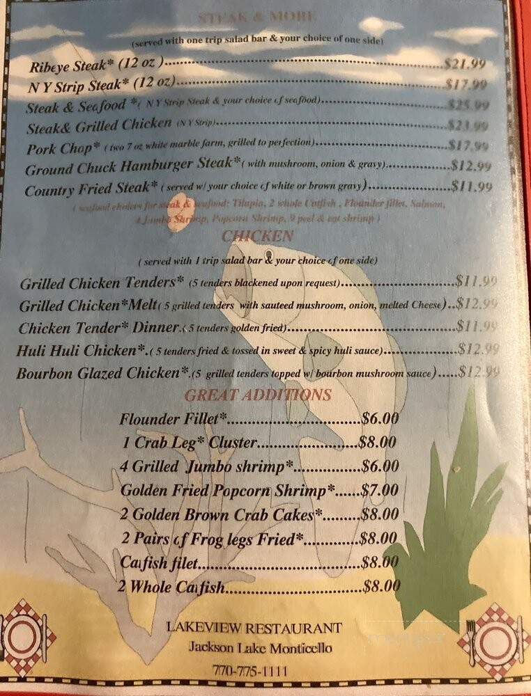 Lakeview Restaurant - Monticello, GA menu_pic