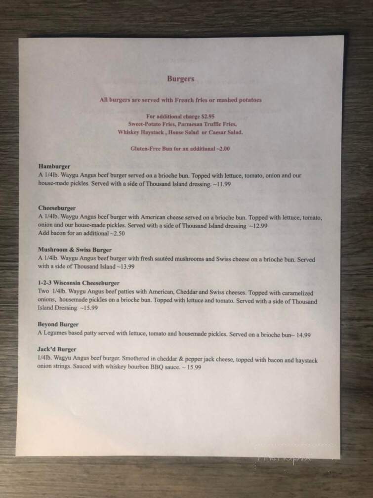 Pleasant Hill Inn - Richfield, WI menu_pic