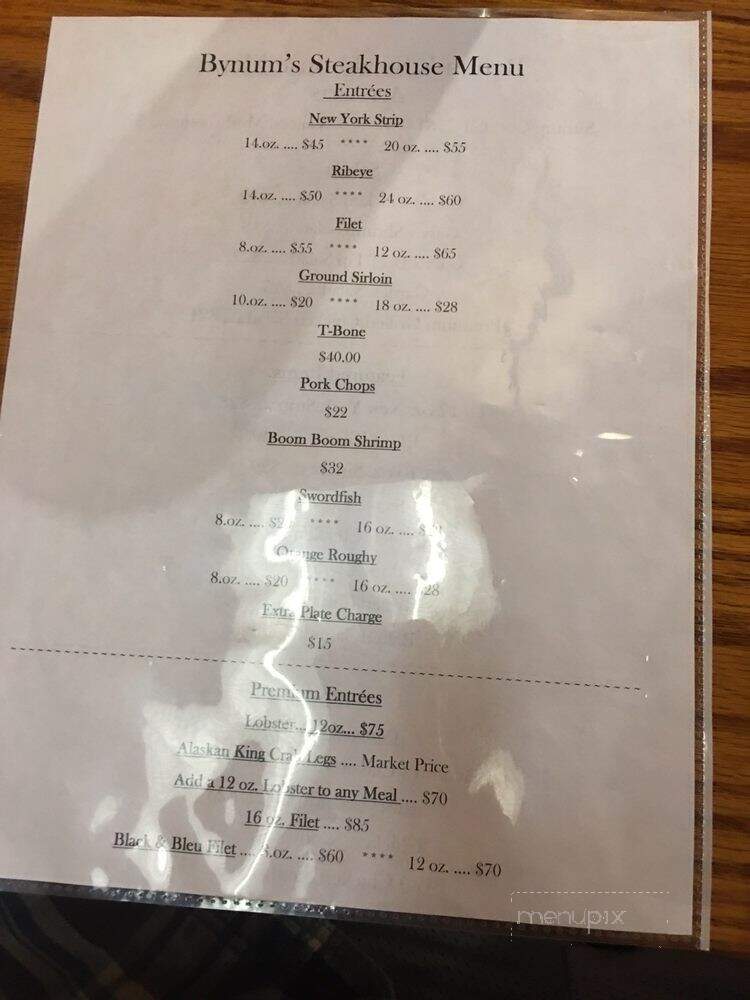Bynum's Steakhouse - Martinsville, IN menu_pic