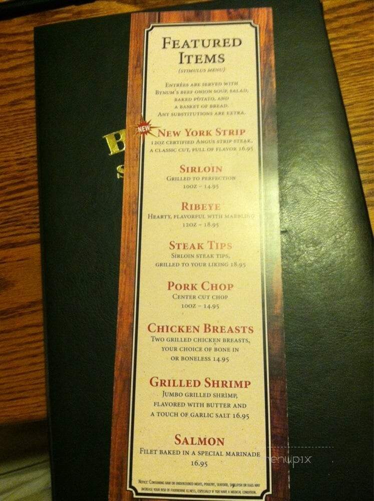 Bynum's Steakhouse - Martinsville, IN menu_pic