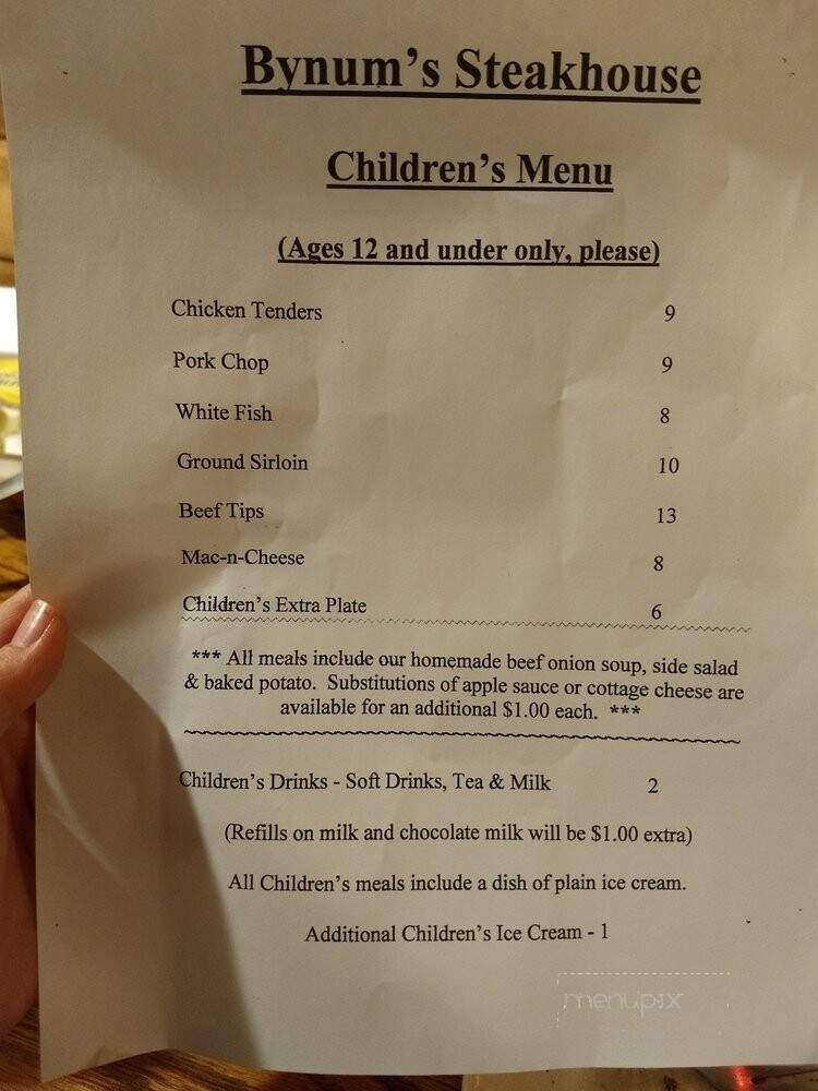Bynum's Steakhouse - Martinsville, IN menu_pic