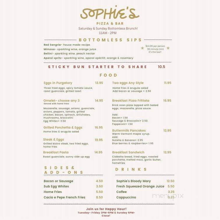 Sophies Pizza Bar - Fairfield, CT menu_pic