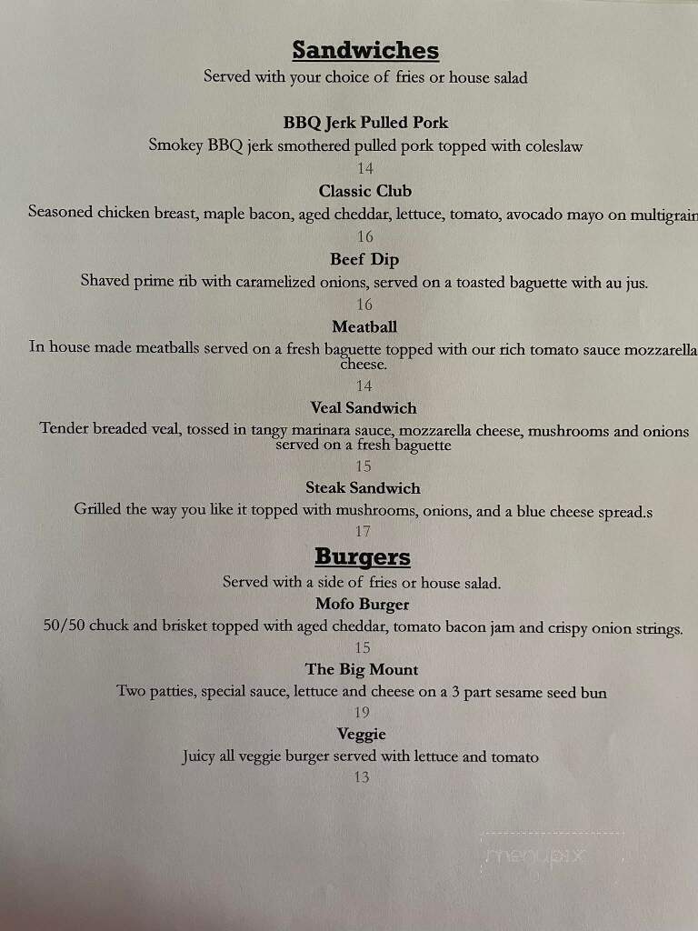 Mount Forest Tavern - Mount Forest, ON menu_pic