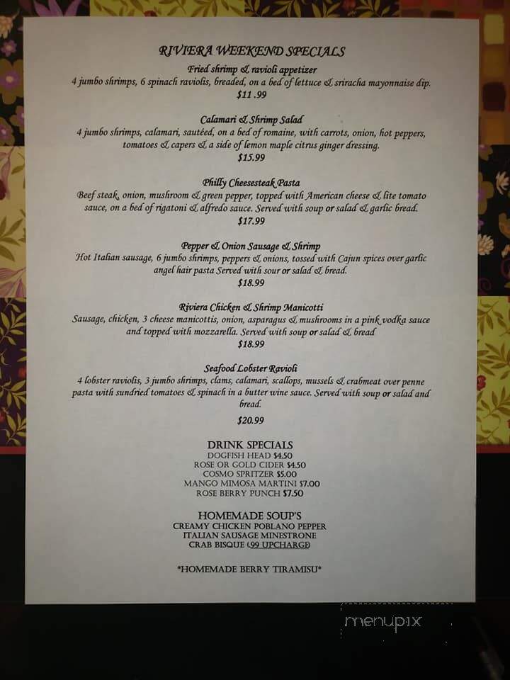 Riviera Pizza & Italian Restaurant - Reamstown, PA menu_pic