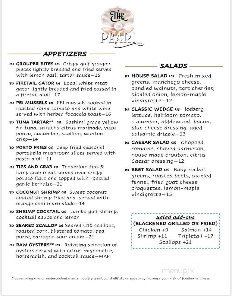 The Pearl Steak & Seafood - Naples, FL menu_pic