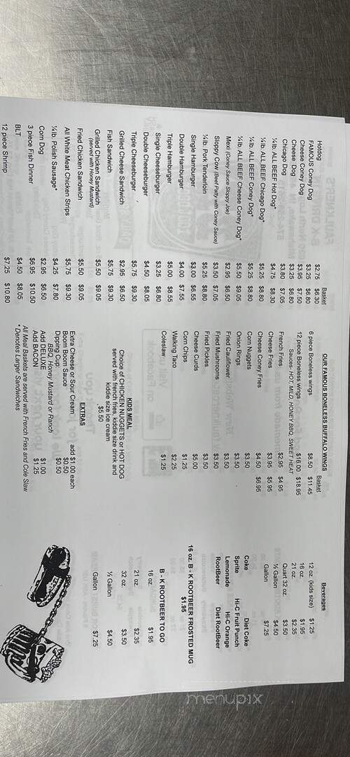 B-K Rootbeer - Mishawaka, IN menu_pic