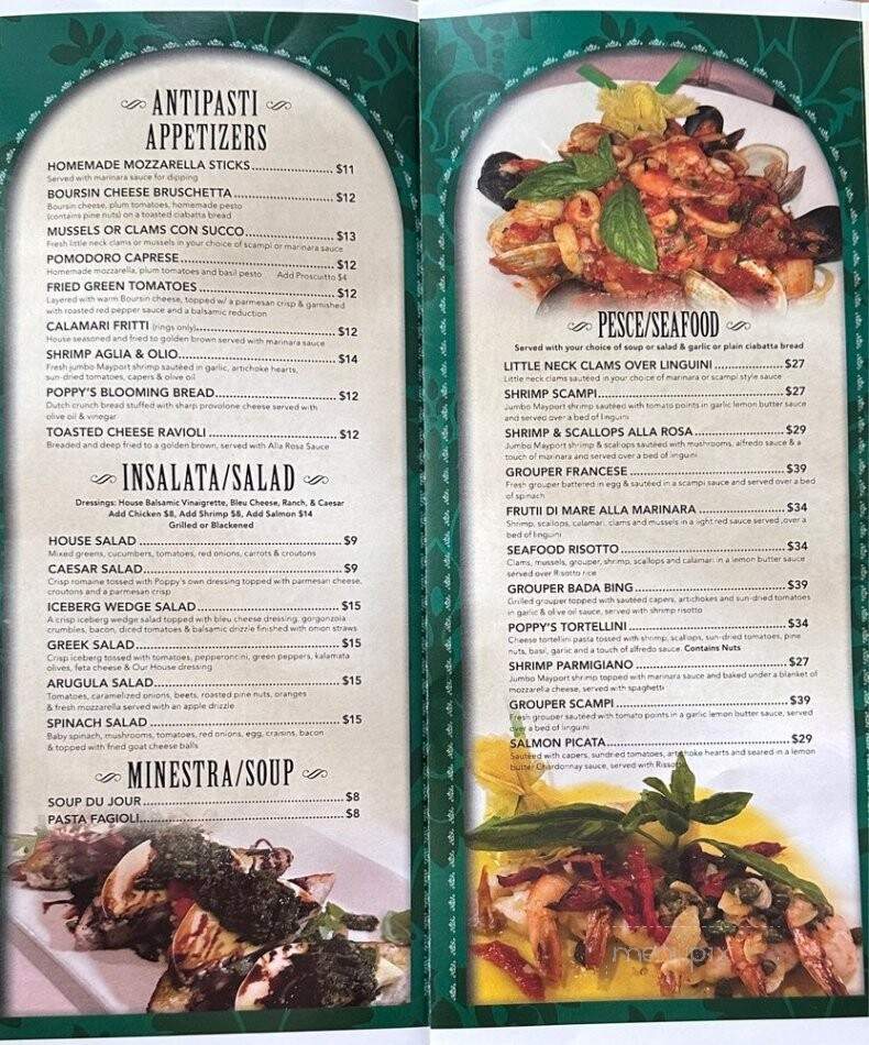 Poppy's Italiano - St. Augustine, FL menu_pic