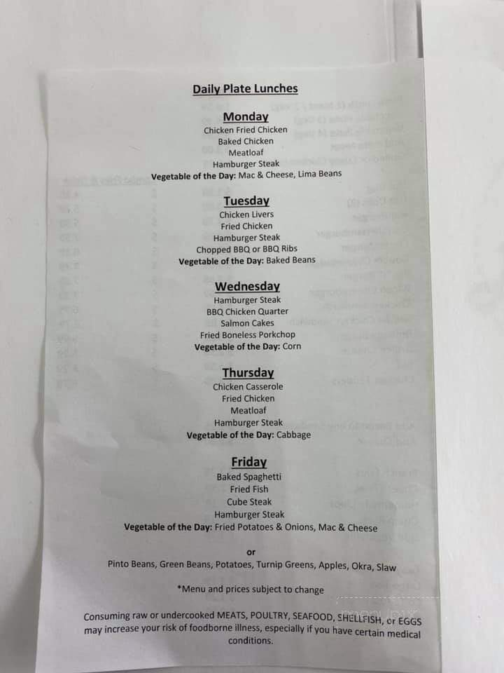 Lillard's Family Restaurant - Providence, NC menu_pic