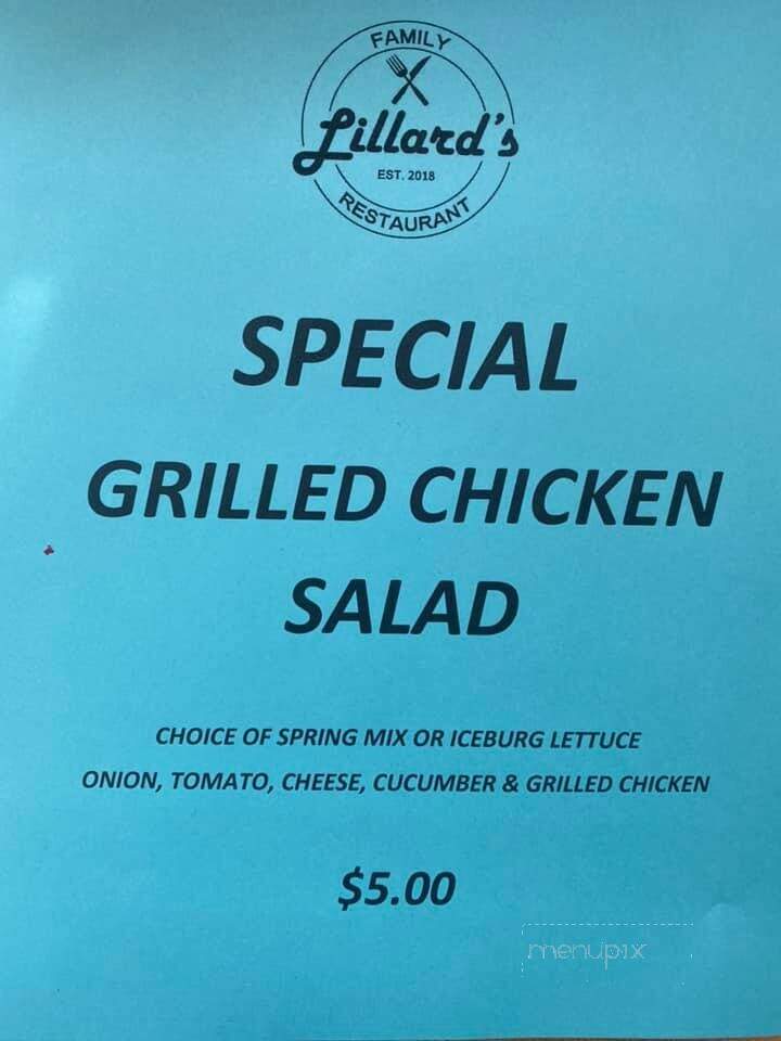 Lillard's Family Restaurant - Providence, NC menu_pic