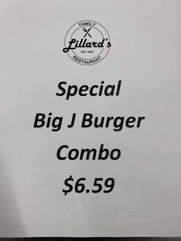 Lillard's Family Restaurant - Providence, NC menu_pic