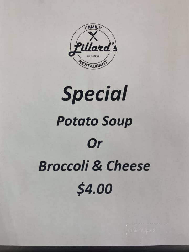 Lillard's Family Restaurant - Providence, NC menu_pic