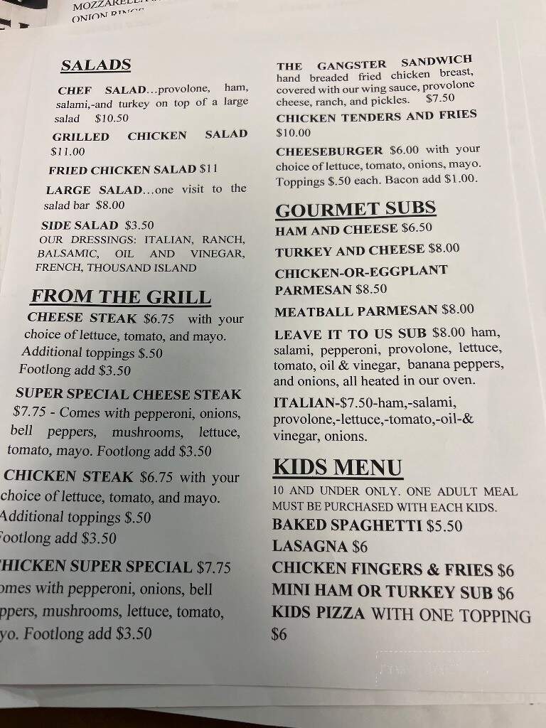 Carmelas Pizza & Italian - Reidsville, NC menu_pic