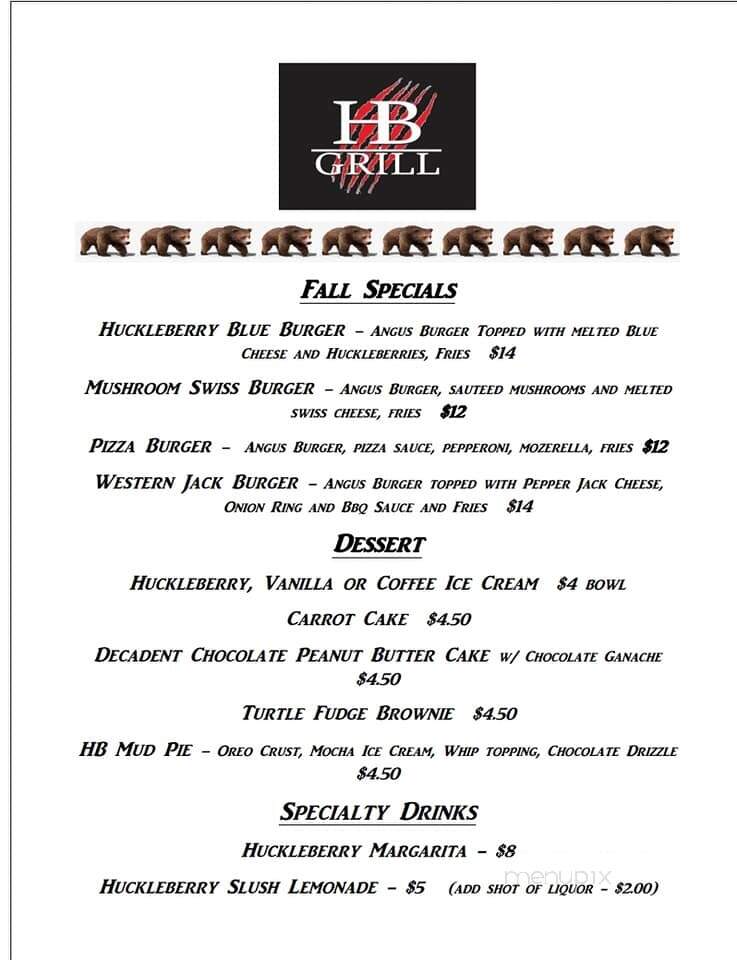 Hungry Bear Steak House - Condon, MT menu_pic