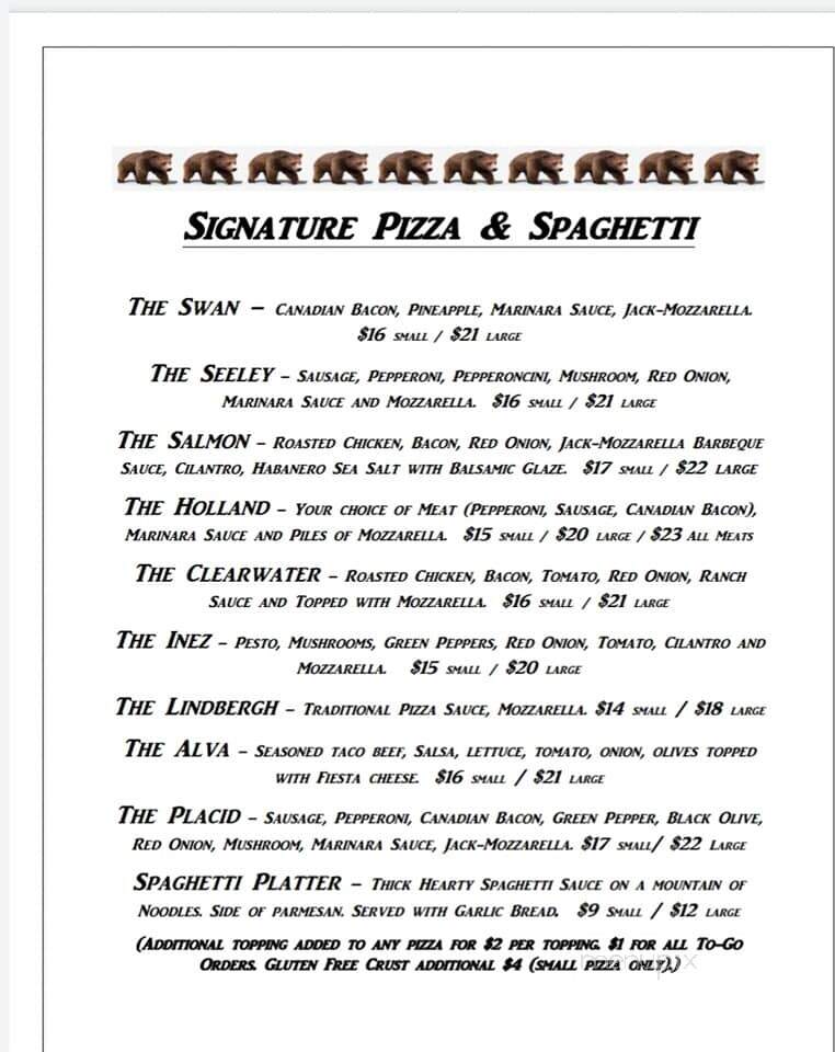 Hungry Bear Steak House - Condon, MT menu_pic