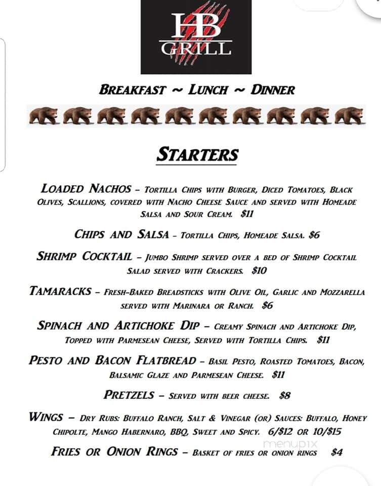 Hungry Bear Steak House - Condon, MT menu_pic