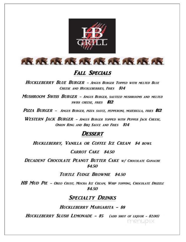 Hungry Bear Steak House - Condon, MT menu_pic