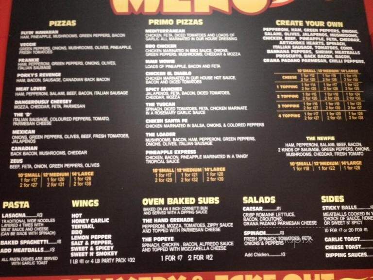 Frankie's Pizza - Sorrento, BC menu_pic