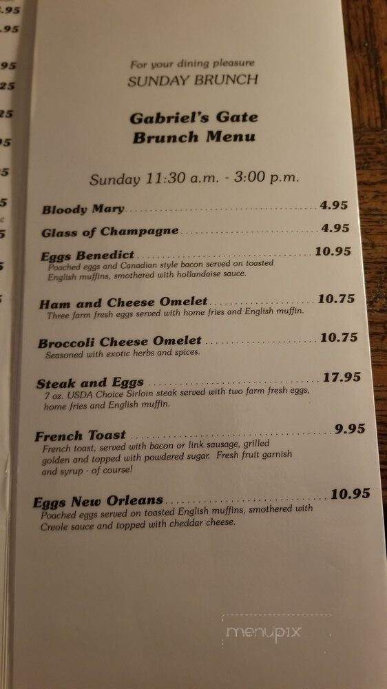 Gabriels Gate Restaurant - Buffalo, NY menu_pic