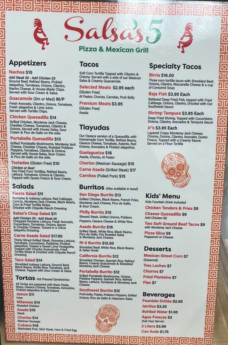 Salsa's 5 Pizza & Mexican Grill - Terryville, CT menu_pic
