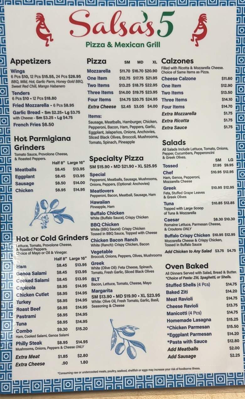 Salsa's 5 Pizza & Mexican Grill - Terryville, CT menu_pic
