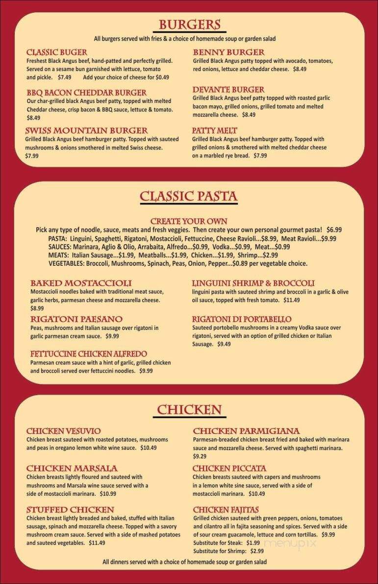 Benny's Place - Oswego, IL menu_pic