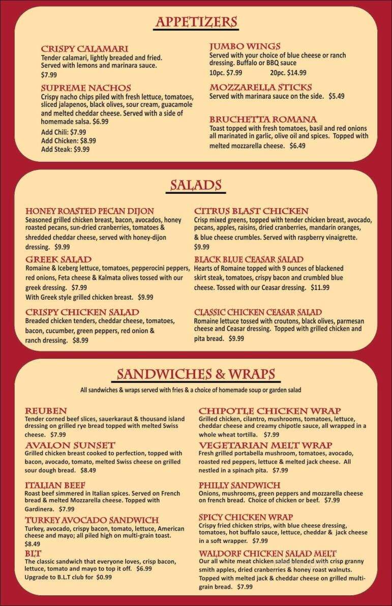 Benny's Place - Oswego, IL menu_pic