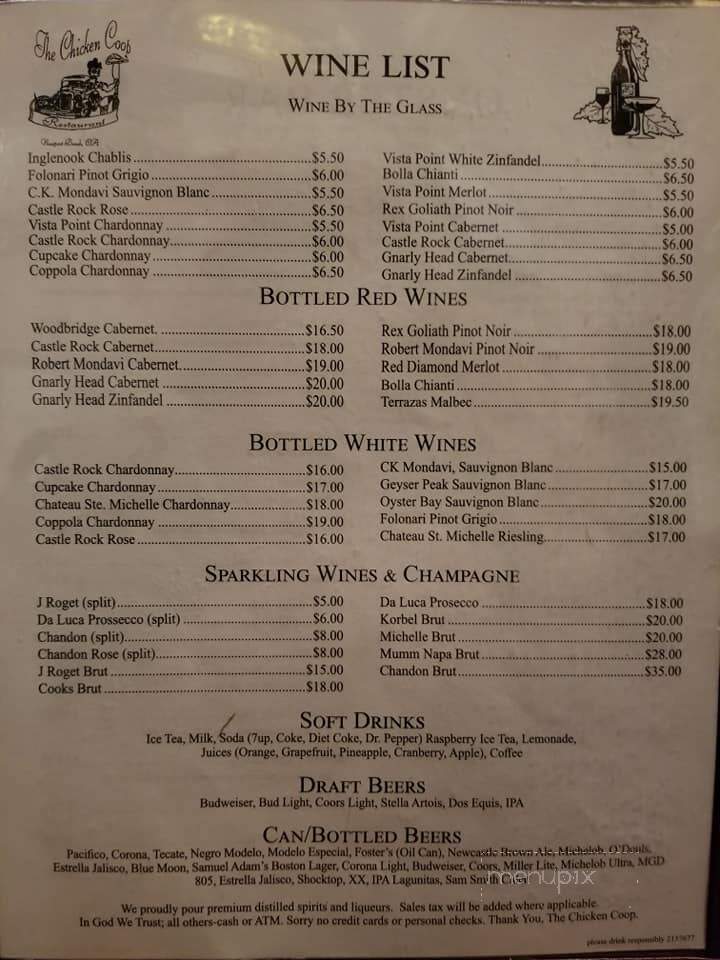 Zubies Chicken Coop - Newport Beach, CA menu_pic