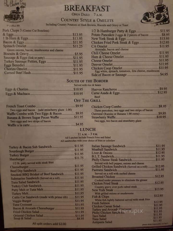 Zubies Chicken Coop - Newport Beach, CA menu_pic