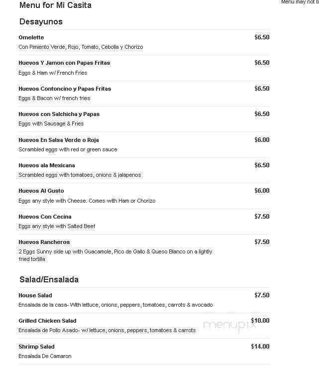 Mi Casita Restaurant - Schulenburg, TX menu_pic